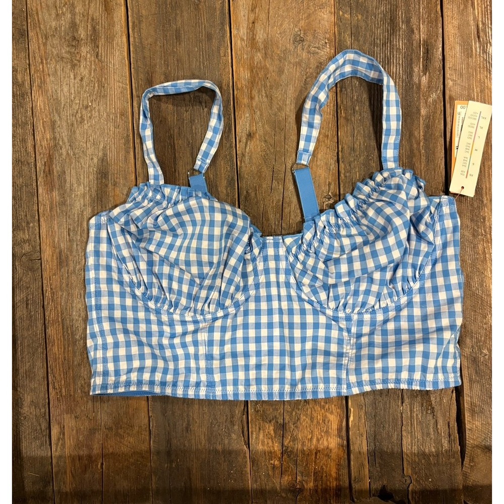 Colsie blue plaid Corset bra top‎